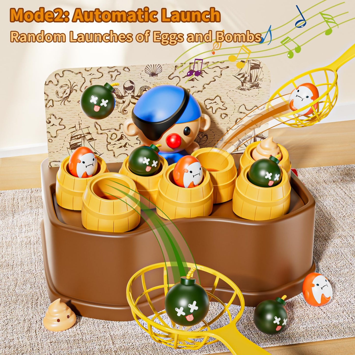 BLF FUN Pirate Bounce and Catch Games for Kids 3-5, Small Plastic Board Game, Model 685-47XY, Perfect Christmas Birthday Gift