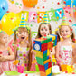 RoundFunny Number 7 Building Blocks Piata 16.5 Inch Piata Party Supplies 7th Birthday Party Decorations Piata with Confetti Bloc