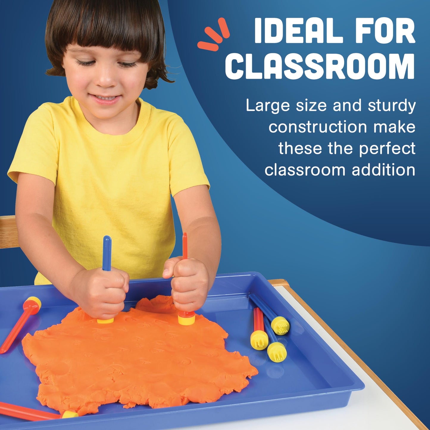 Constructive Playthings Messy Trays Set of 4, Premium Plastic, Multi-Color, Ideal for Arts & Crafts, Model EDX-770
