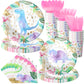 Girls Dinosaur Birthday Party Favors, Pink Dino Party, Girls Dinosaur Theme Birthday Party Supplies (Dinosaur Tableware)