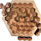 Hexagon 10 Wood Puzzle Brain Teaser, 20 Solutions, USA Made Logic Game