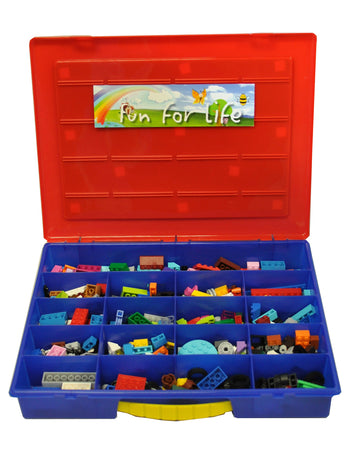 Lego-Compatible Fun For Life Organizer Case With Building Plate(Green / Blue)- Fun For Life Is Pefect Lego Compatible Storage Case Fits Up To Approx 1000 Lego Parts