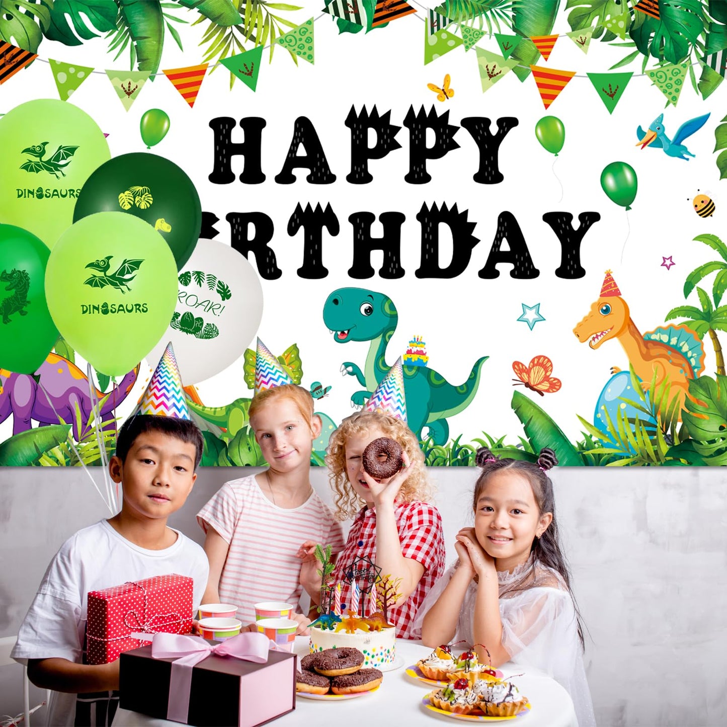 Ayearparty Dinosaur Backdrop for Boys Birthday Dino Themed Party Decorations Scales Photography Photo Studio Booth Banner Kids B