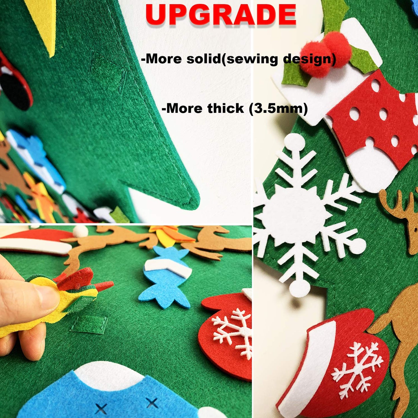 THAWAY DIY Felt Christmas Tree for Toddlers with 34 pcs Detachable Ornaments, Kids Door Wall Hanging Xmas Gifts Christmas Decora