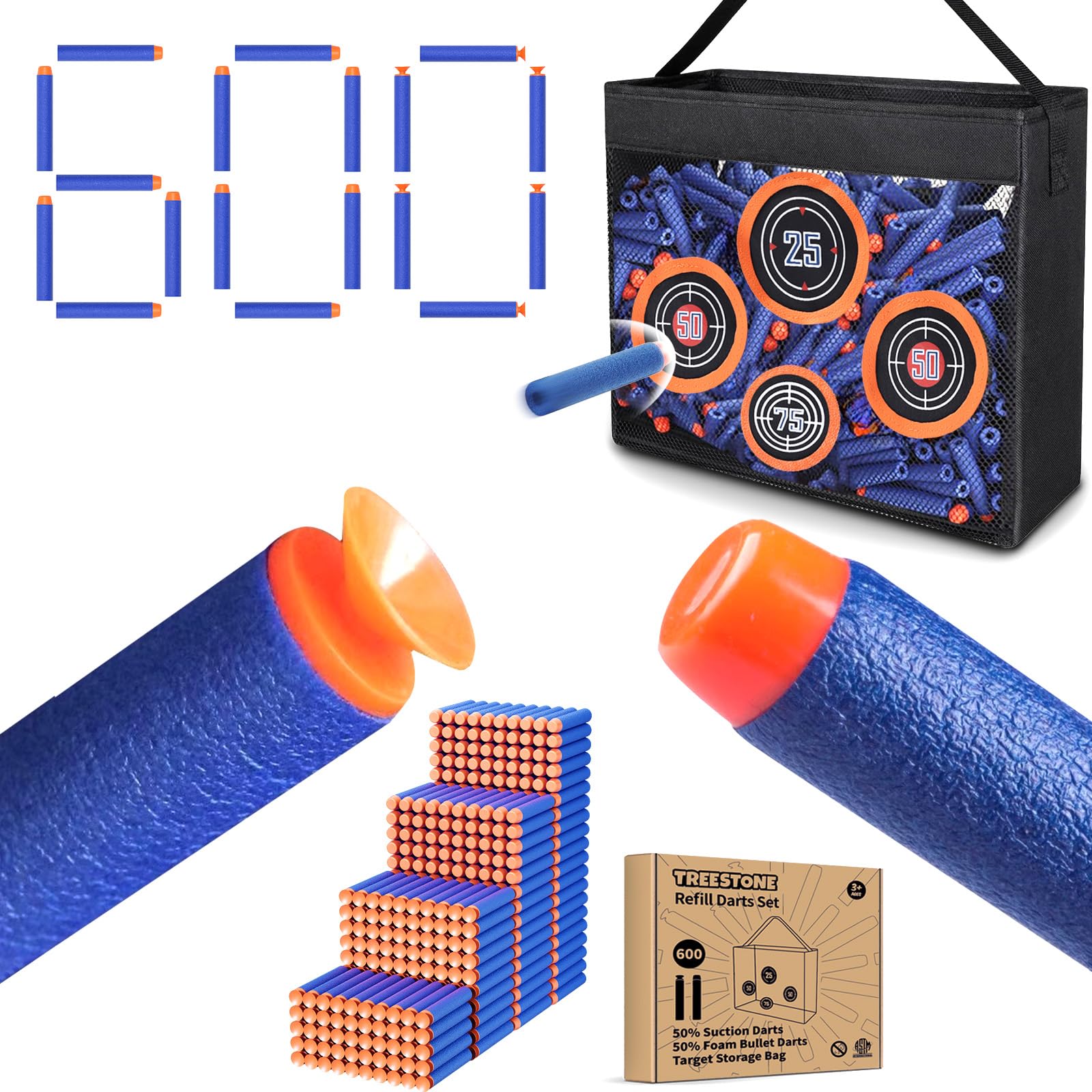 600Pcs Bullets Refill Darts With Two Types Of Foam Bullet Tips