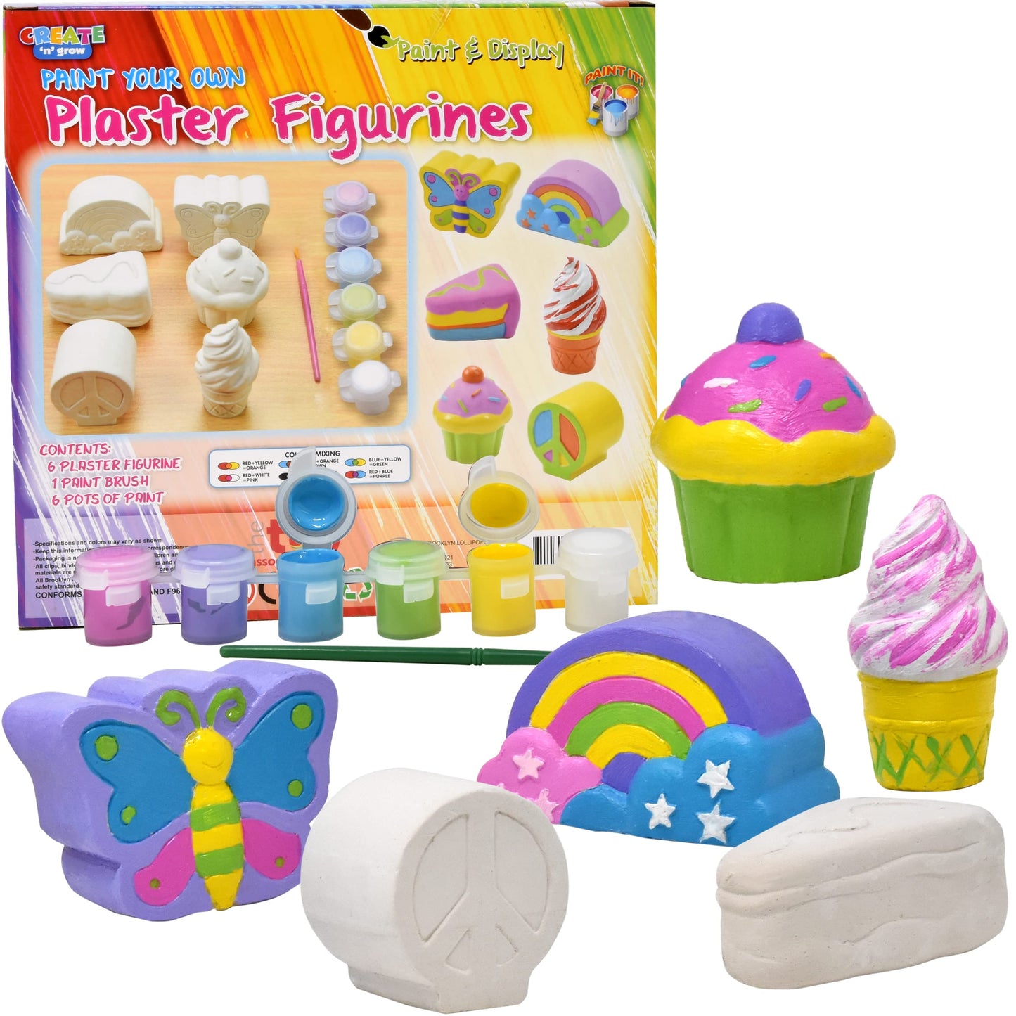 Number 1 in Gadgets Decorate Your Own Figurines Set - 6 Resin Figurines, Paint Brush, 6 Colors, Small to Medium Size