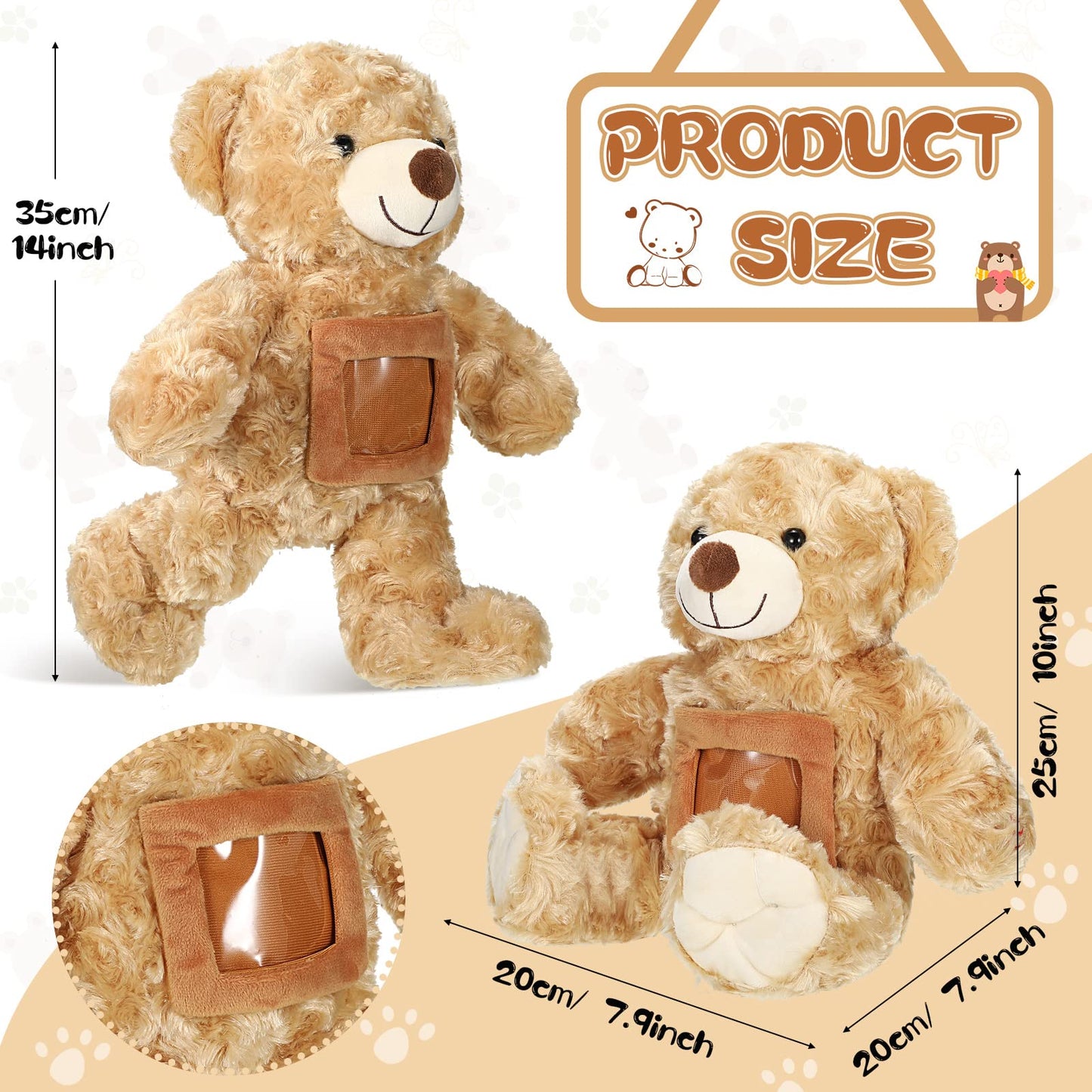 Leyndo Bear with Voice Recording Remembrance Stuffed Animal with Picture Recordable Messages Memorial Toy for Baby Shower Birthd