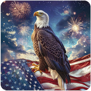 Reouinty Wooden Puzzle For Adults, Eagle Flag Wooden Jigsaw Puzzles(11.2 * 11.2In-200Pcs), Beautiful Wooden Puzzle With Box Birt