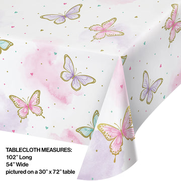 Golden Butterfly Paper Tablecloth, 1 ct