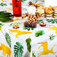 Tudomro 3 Pcs Jungle Safari Tablecloths Plastic Wild One Table Cover Waterproof Jungle Animal Table Cloth Palm Leaves Tablecloth