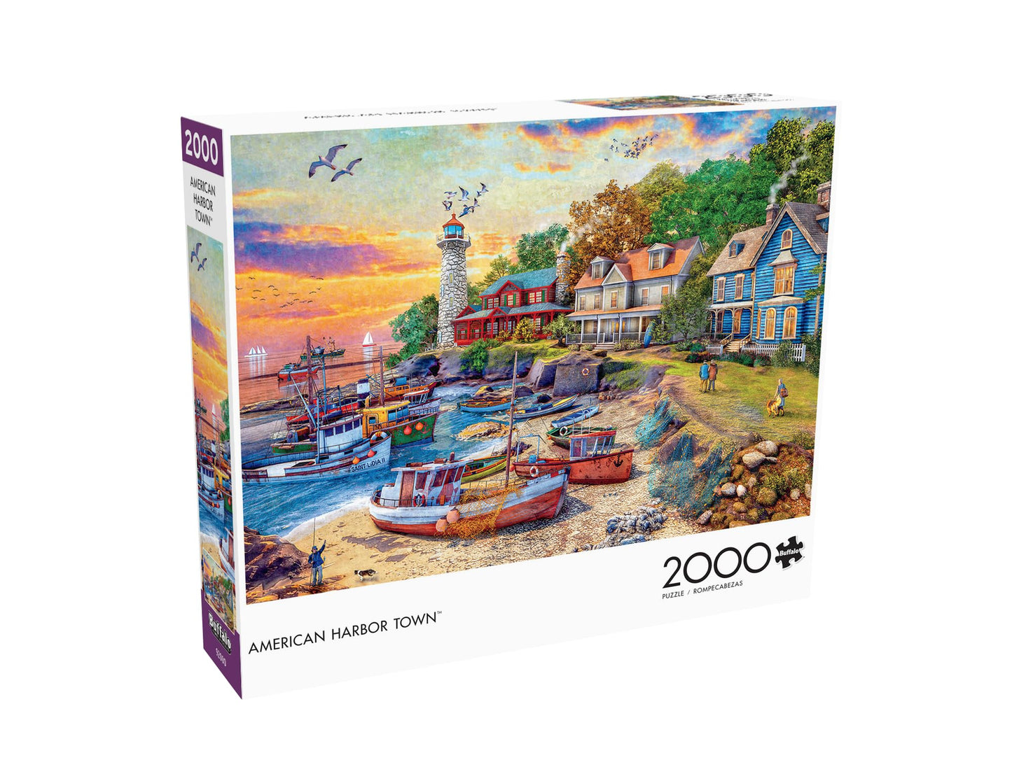 Buffalo Games 2000 Piece Jigsaw Puzzle - American Harbor Town, Large, Multicolor, Model 2136, Perfect for Game Nights