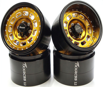 Txxrcss Rc 2.2 Beadlock Wheels Adjustable 2 Offsets Rims Hub For Aluminum Upgrades 1/10 Crawle Car Wheel And Tires Remote Contro