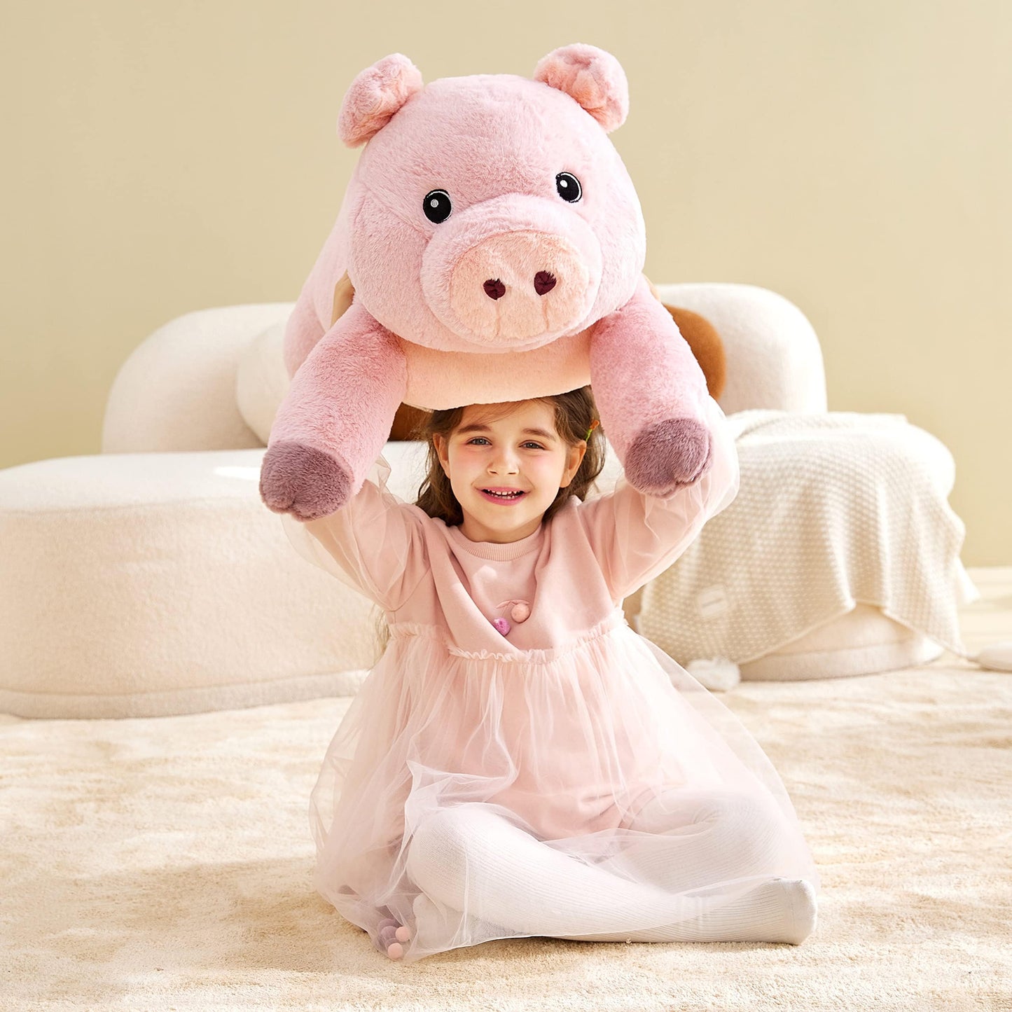 IKASA Giant Pig Stuffed Animal Plush Toy, 30" Plush, Polyester, Model 6636591, Ideal Gift for Kids and Girlfriends