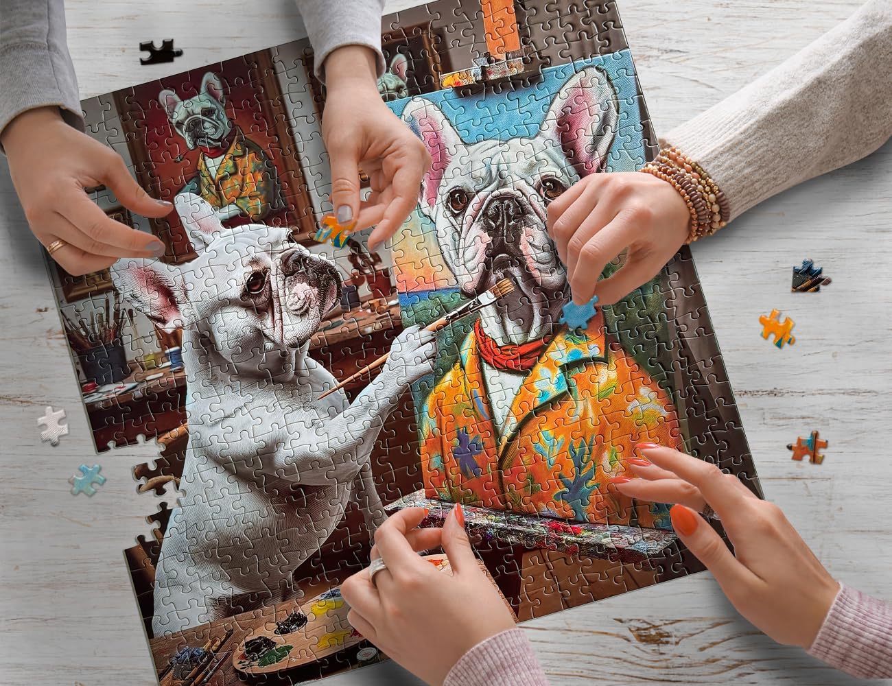 Fishwisdom 500 Pieces Animal Jigsaw Puzzles for mature-themeds and Teens and Kids Family Happy Toys Painting Bulldog