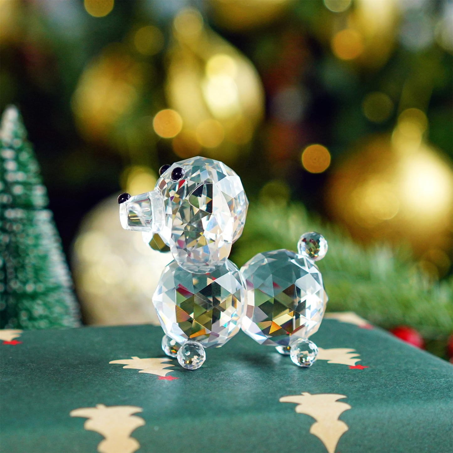 H&D Crystal Cute Dog Figurine Collection Cut Glass Ornament Statue Animal Collectible