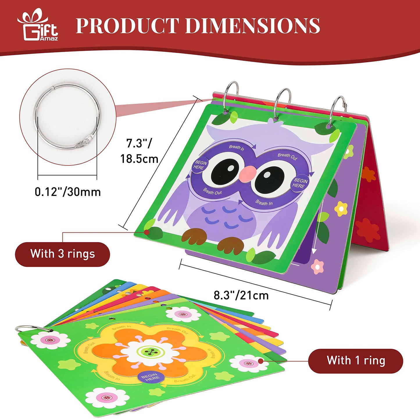 GiftAmaz Mindful Maze Boards - Calming Toys for Kids, Finger Path Breathing, Cardboard, Multiple Colors, Model M-001B, Ages 3+