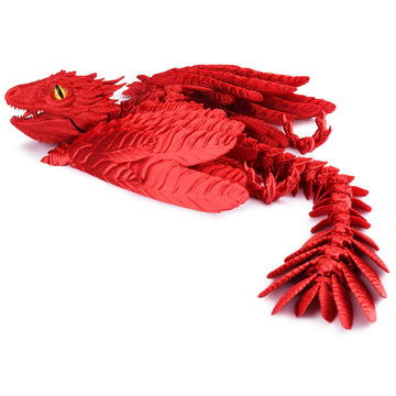 Guwewu Feathered Wyvern Dragon, 3D Printed Dragon, Articulated Dragon, Fidget Dragon, 3D Printed Toys, Desktop Pet (Crimsonflame