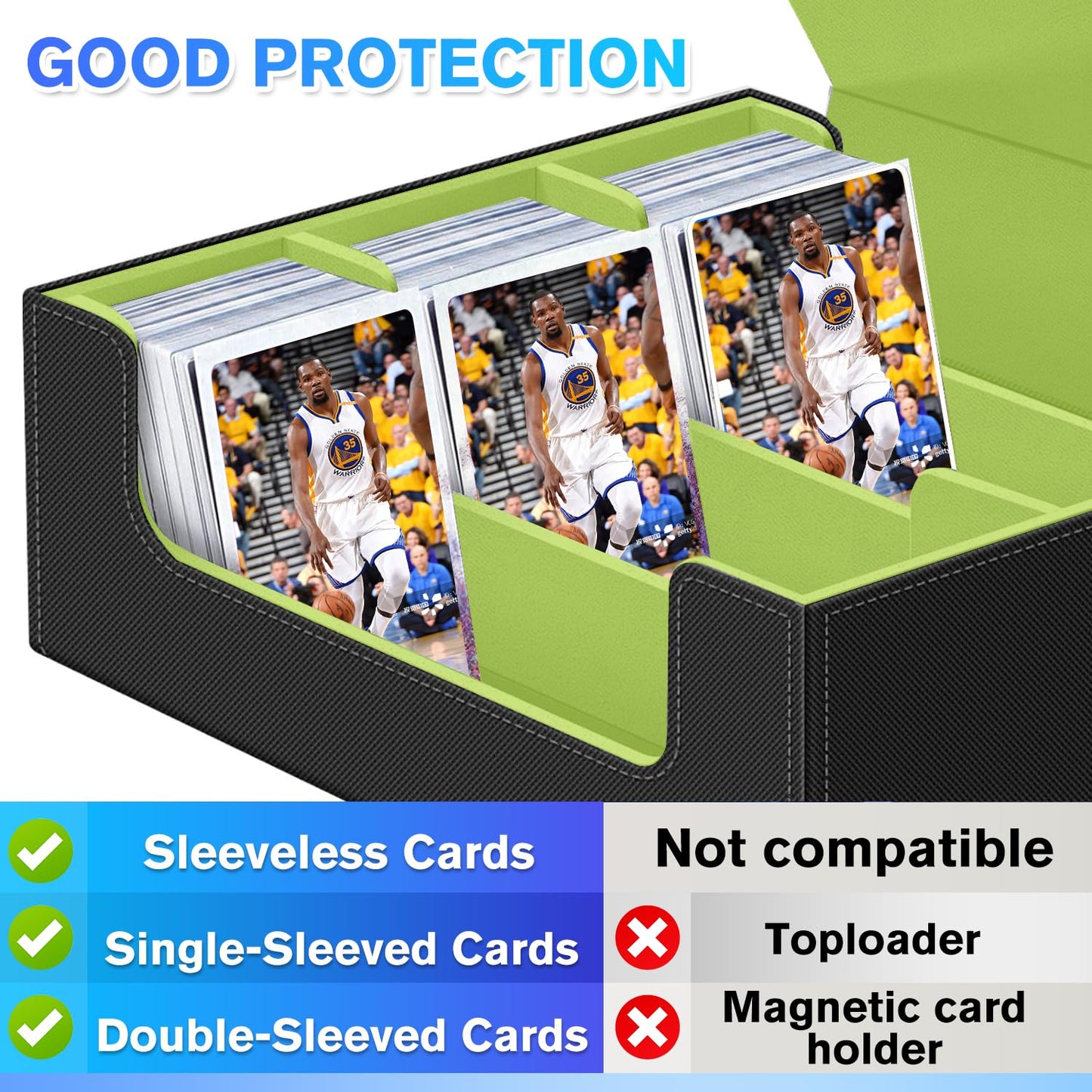 Wutonmu Trading Card Storage Box For Mtg Cards, 1800+ Pu Leather Card Deck Box, Magnetic Closure Card Deck Case Organizer Box Ca