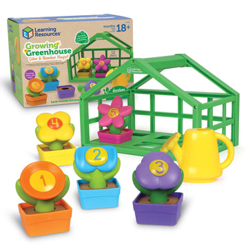 Learning Resources Growing Greenhouse Color & Number Playset, Preschool Learning Activities, Montessori Toys, Easter Toys, Ages 18 Month+, 12 Pieces