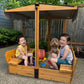 Gutinneen Sandbox With Lid And Cover For Kids Outdoor With 2 Foldable Bench Seats, Adjustable Canopy And Sand Protection Liner,