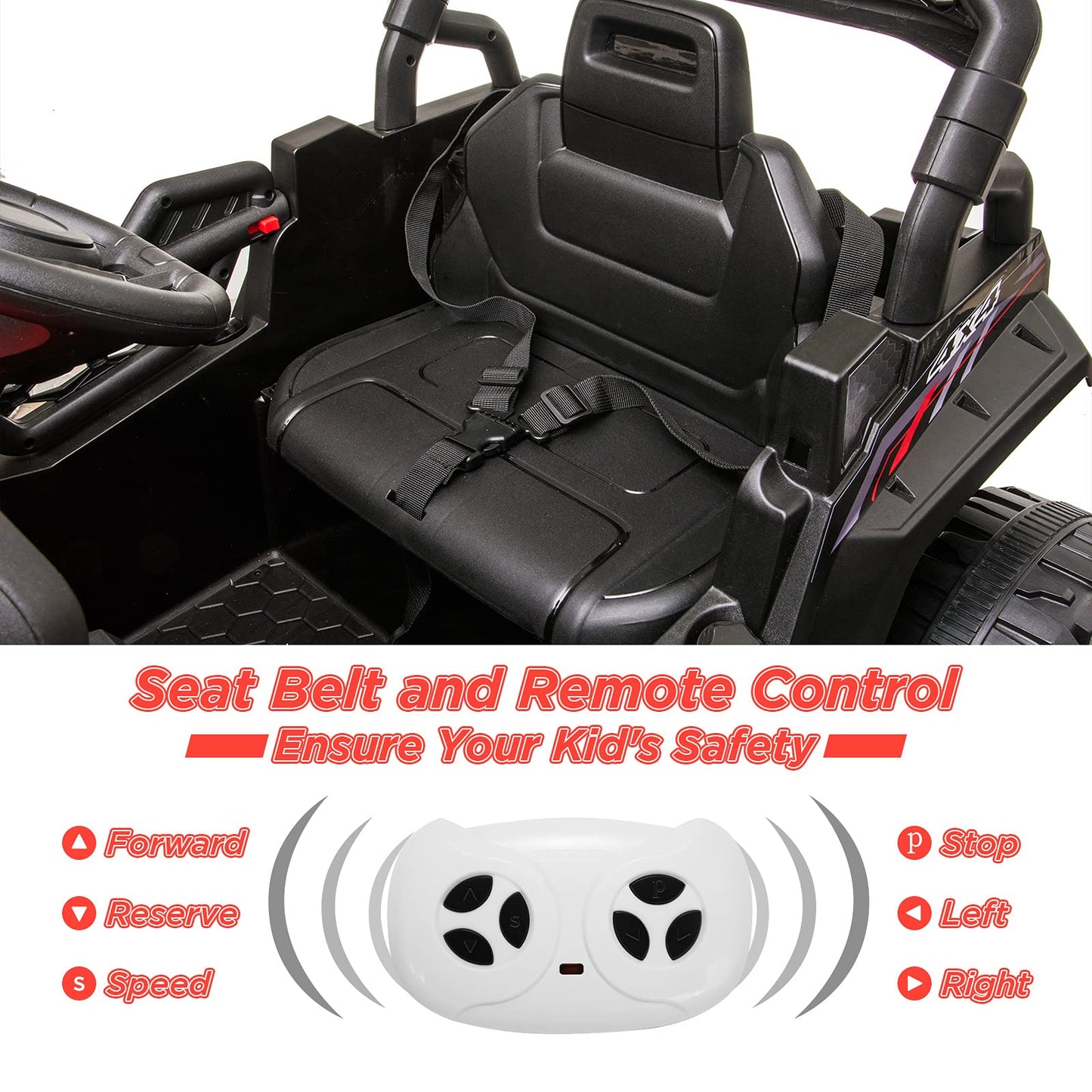 Nasitip 12V Kids Ride On Car Truck W/Parent Remote Control, Spring Suspension, Led Lights, Aux Port, Music (Red, No Tent)