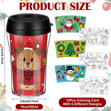 Yiyiring Set of 24 Christmas DIY Color Your Own Cups 10 oz Coloring Cups Color Your Own Plastic Mugs for Adults Party Favors Cra