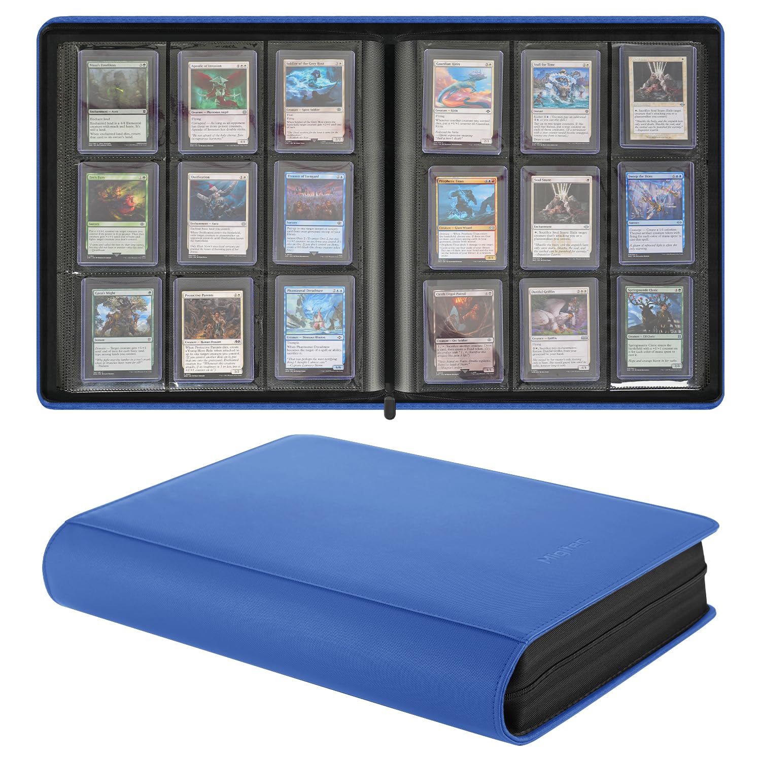 Migitec 9-Pocket Toploader Binder  Holds 360 3 x 4 Rigid Card Holders  Top Loader Collection Display Album for Trading Cards and Sports Cards - Blue