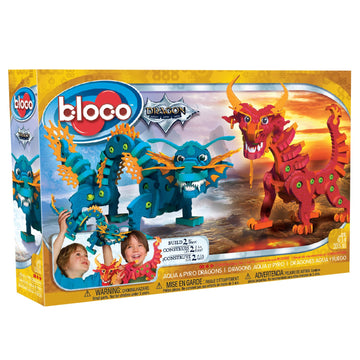 Bloco Toys Aqua & Pyro Dragons | Stem Toy | Legendary Mythical Creatures | Diy Building Construction Set (235 Pieces)