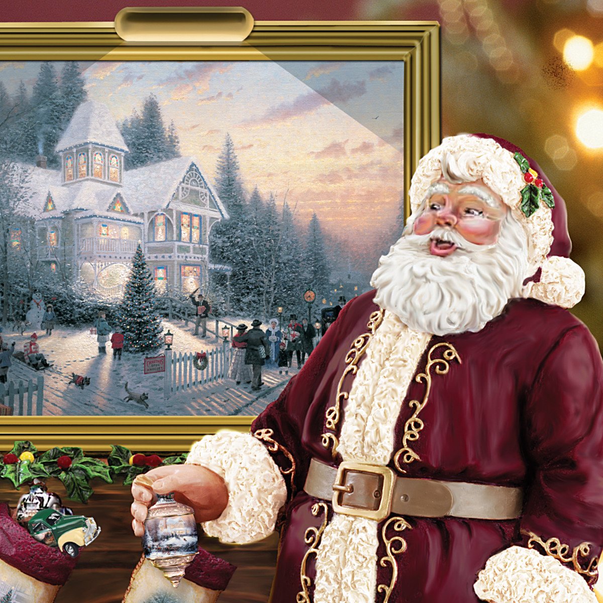 The Bradford Exchange Illuminated Santa Claus Figurine - Light Up The Holidays, Red, Model 1508868001