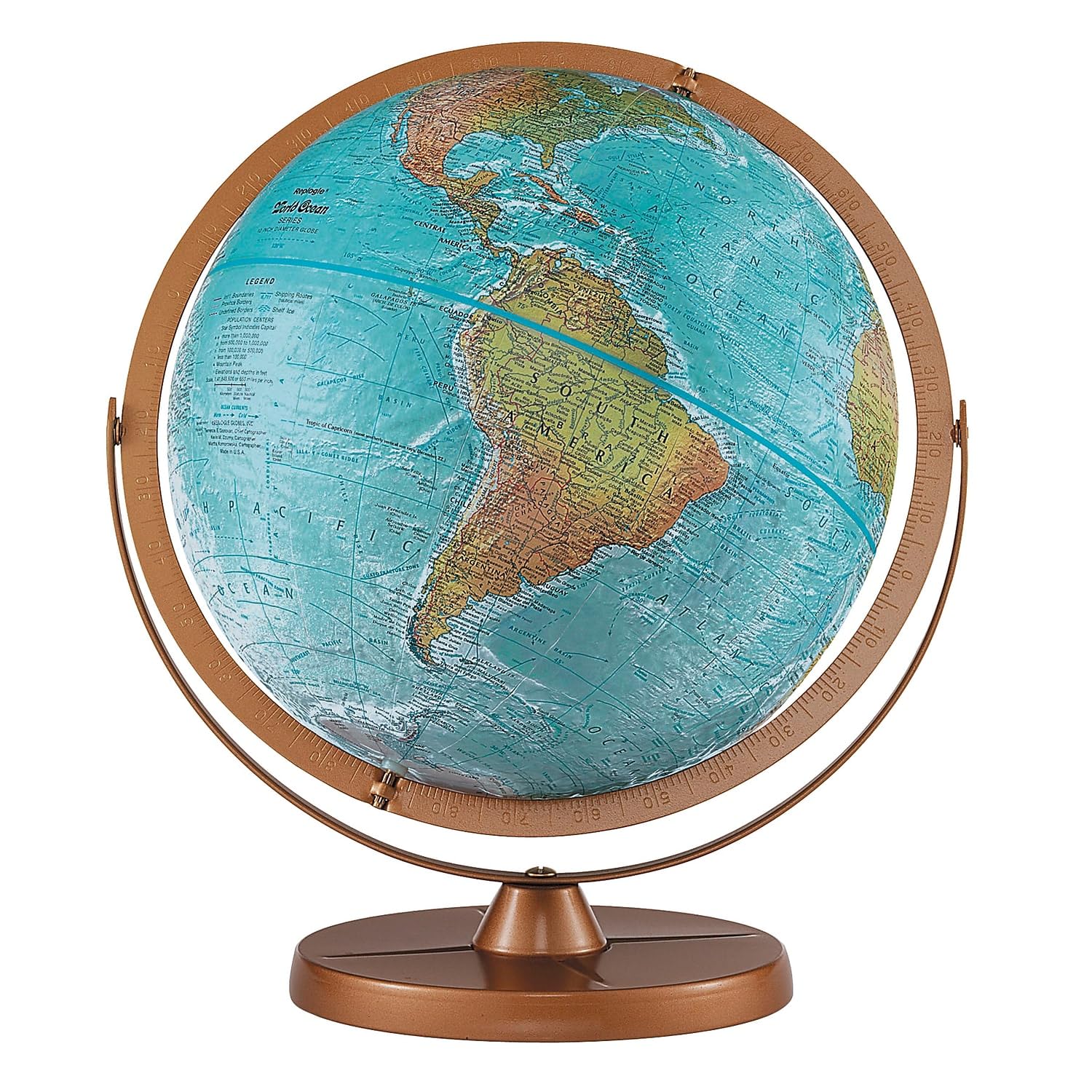 Atlantis 12'' Diameter Globe, Usa Cartography With Ocean And Mountain Relief And Sturdy Metal Base. True To Its Name, Atlantis F
