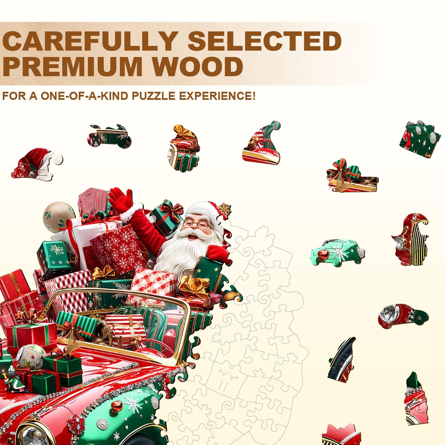 Jigfoxy Wooden Puzzle for mature-themeds  Crazy Christmas Jigsaw Puzzles for mature-themed  Unique Animal Shape Wood Cut Puzzles  Christmas Thanksgiving Gifts for Friends Family (M-11.4 * 9.9in-145pcs)