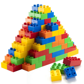 Prextex Building Blocks For Toddlers - 300 Jumbo Building Bricks With Carrying Box For Easy Storage - 5-Color Building Toys And Gift Set For Kids Ages 3 And Above - Compatible With Major Brands