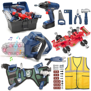 Skirtoy Kids Tool Set, 47Pcs Toy Tool Set With Chainsaw & Excavator Toys, Pretend Play Construction Toys Tools For Boys Girls, B