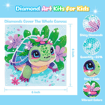 4 Pack Cartoon Diamond Art Kits for Kids, Crafts for Girls 8-12 Arts and Crafts for Kids Ages 4-8, 5D Cute Animals Diamond Art P