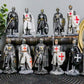 Ebros Gift Set of 12 Medieval Knights of The Cross Crusaders with decorative replica blades Halberds and Shields Figurines Suit of protective covering Miniature European Knight D?cor Sculptures