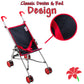 Baby Doll Stroller For Toddlers 3 Years And Up, Foldable Toy Stroller For Dolls - Denim And Red Design For Kids