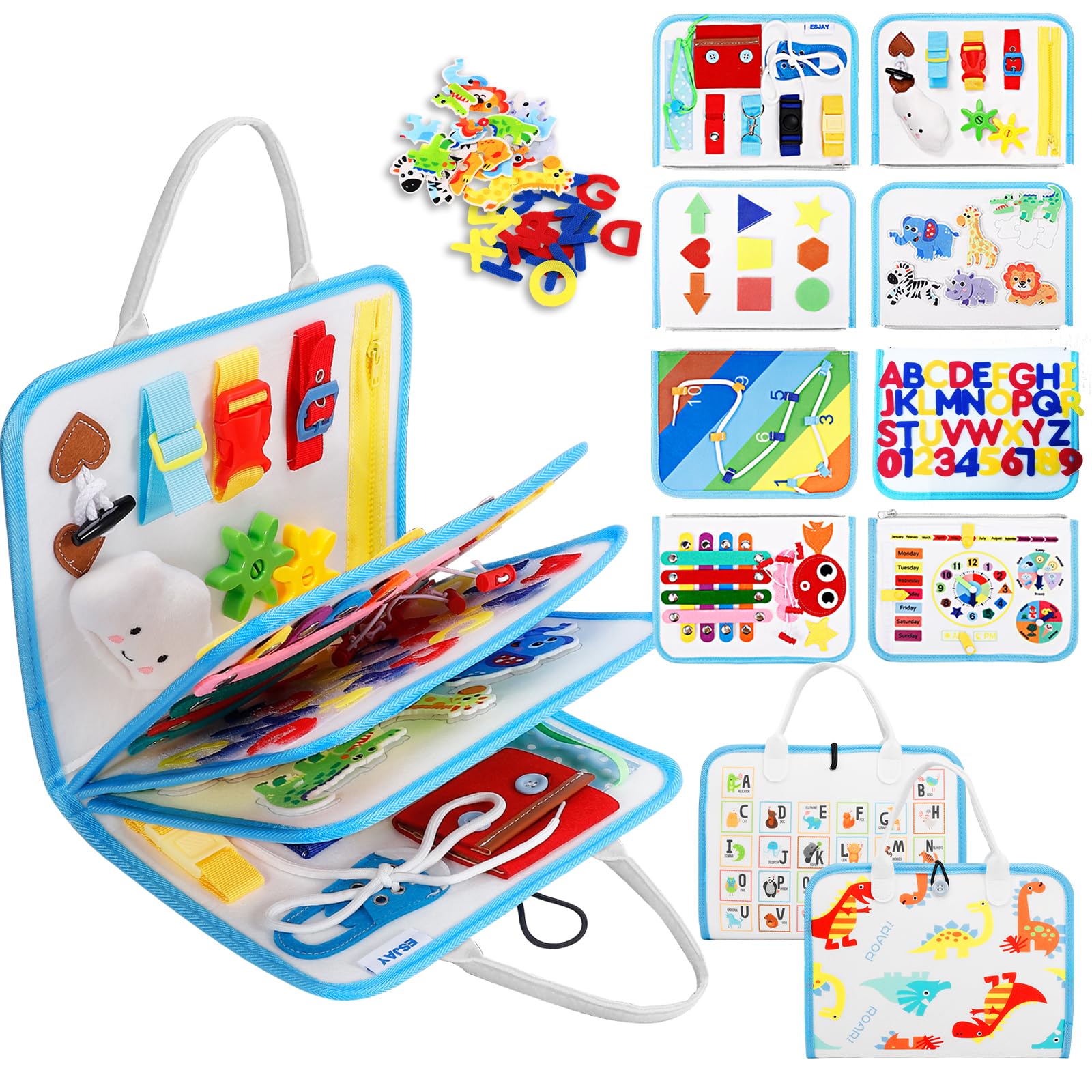 Esjay Toddler Busy Board Montessori Toys, Sensory Board Educational Activities For Learning Fine Motor Skills, Gifts For Girls B
