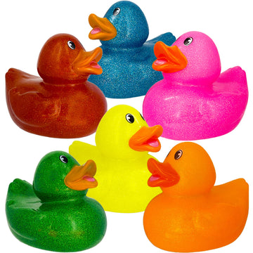 The Dreidel Company Giant Glitter Rubber Duck Toy With Sound Assortment Duckies For Kids, Bath Birthday Gifts Baby Showers Summe