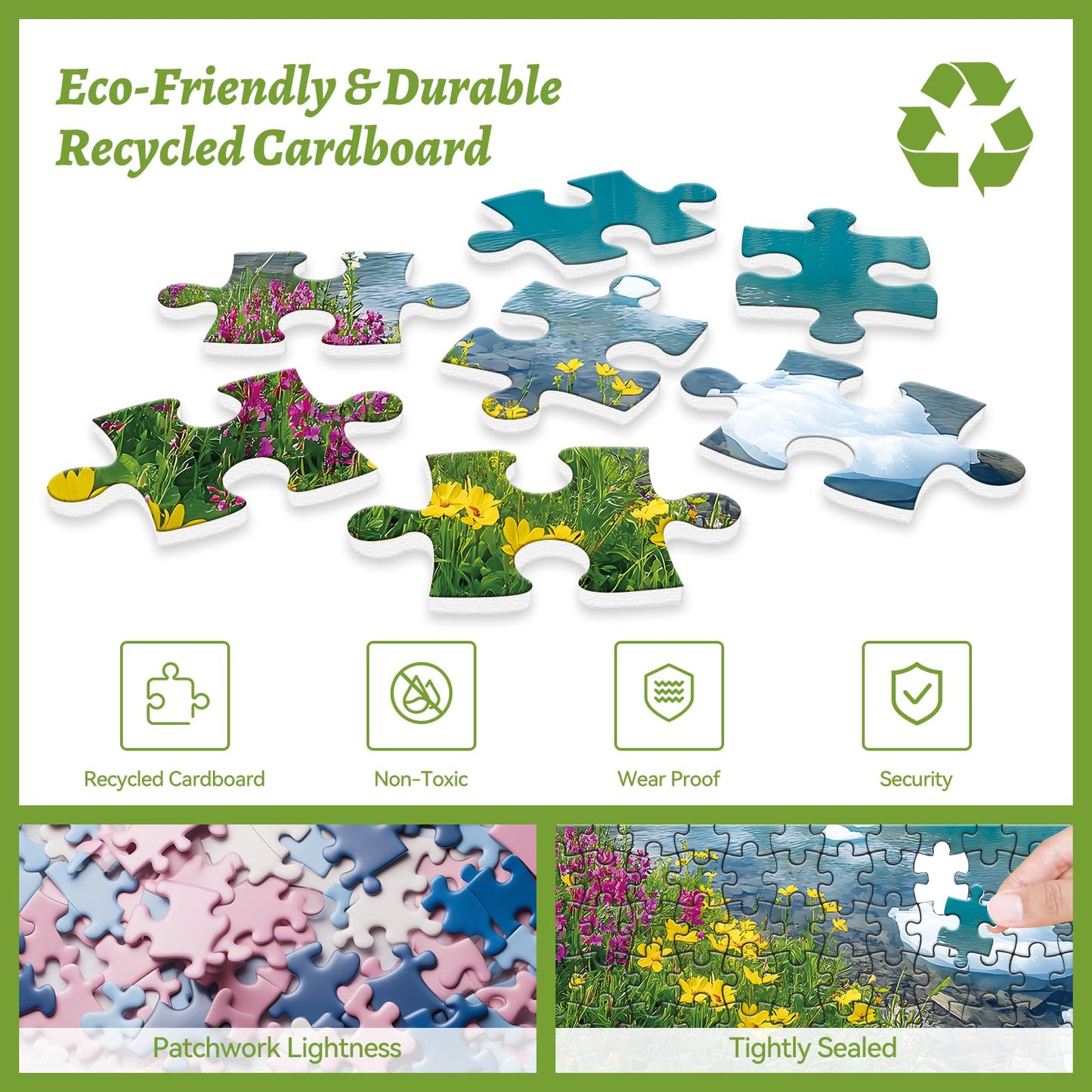 300 Piece Puzzle for mature-themeds- Ice Lake & Wildflower Jigsaw Puzzle - Scenic Nature Puzzle for Relaxation - Great Gift for mature-themeds  Teens & Kids - Fun & Soothing Art - 20.5 x 15 in