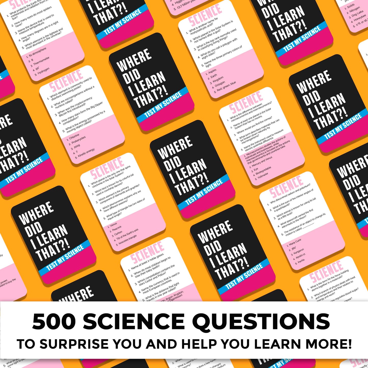 Quokka Trivia Card Game With 500 Questions In Science - Trivia Games For Adults, Teens, And Families - Trivia Cards With Answers