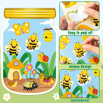 Cy2Side Bug Color Sorting Stickers - 12Pcs Make Your Own Bug Color Sorting Scene Stickers With Butterfly Bee, Insect Scene Craft Set For Early Learning Educational Game, Diy Summer Party Game