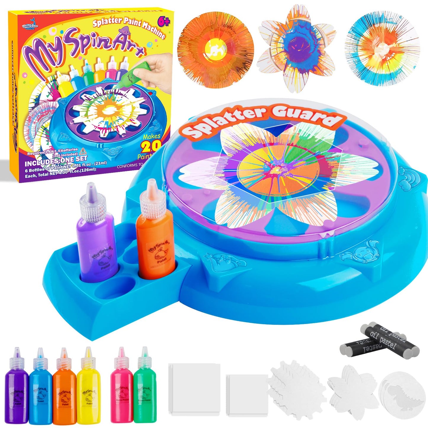 Wings Giant Paint Spin Art Machine Kit for Kids, Paint Spinner with Splatter Guard, Thicker Painting Spinner Arts & Crafts Gifts