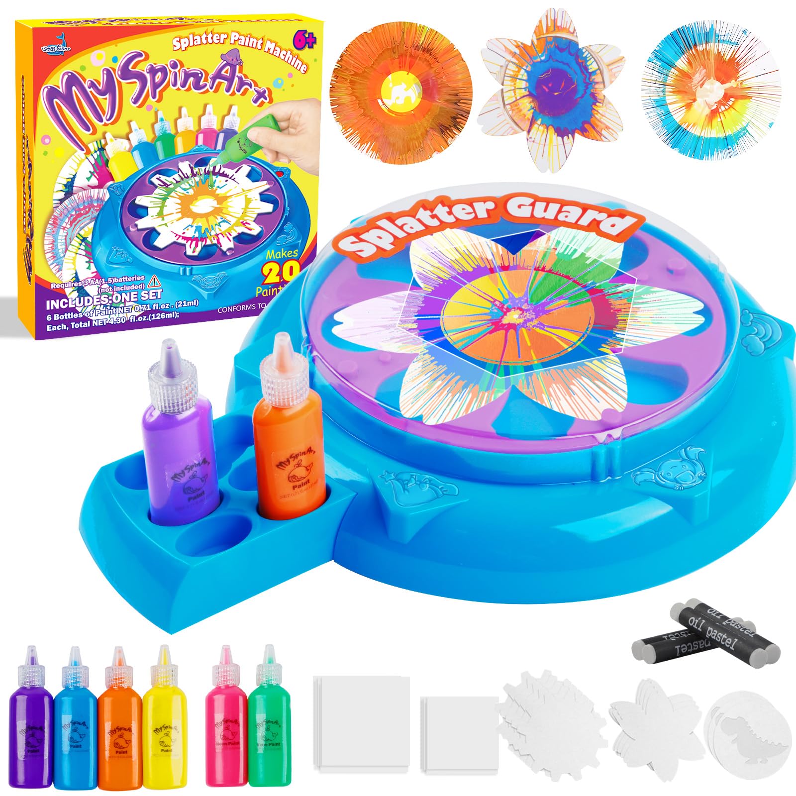 Wings Giant Paint Spin Art Machine Kit for Kids, Paint Spinner with Splatter Guard, Thicker Painting Spinner Arts & Crafts Gifts