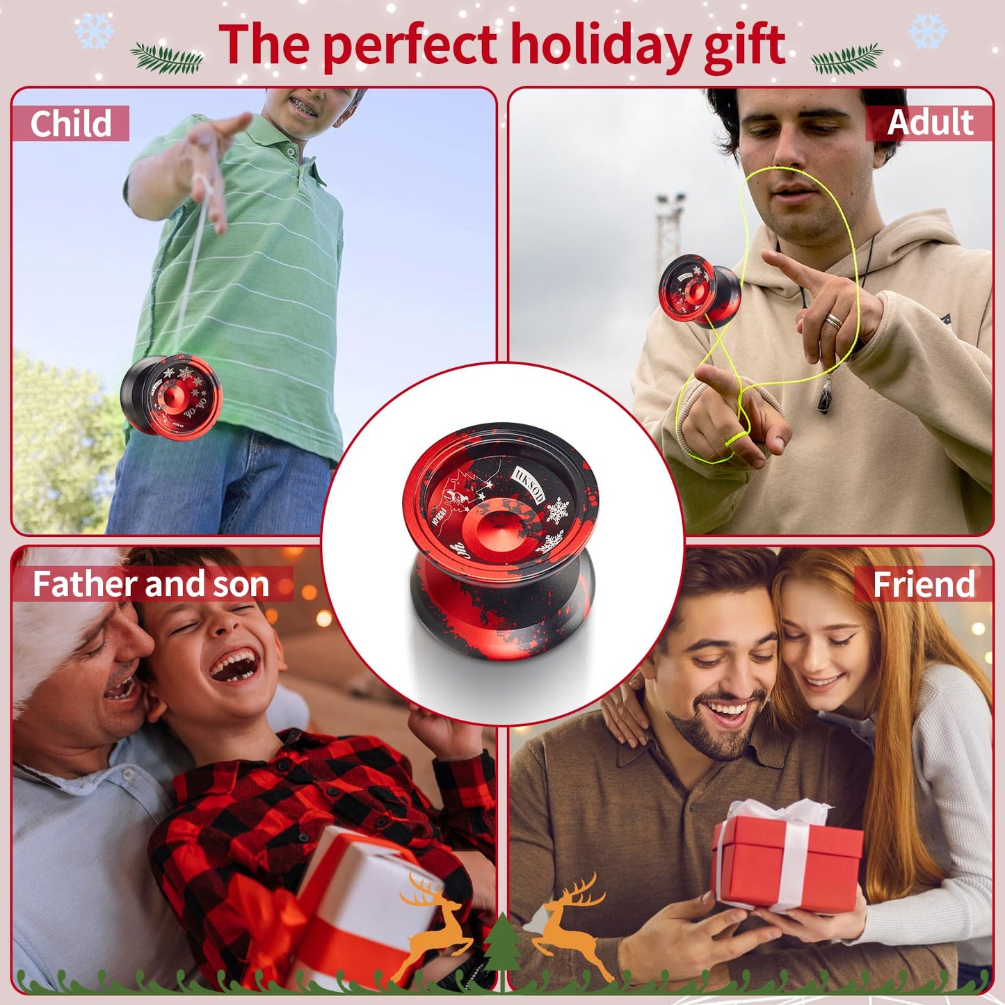 HKSOD Yoyo Professional Responsive Yoyo for Kids Beginners  Unresponsive Professional Yoyos for mature-themed  Trick Yoyos for Advanced Players with Bearing Accessories+Removal Tool (Black & Red)