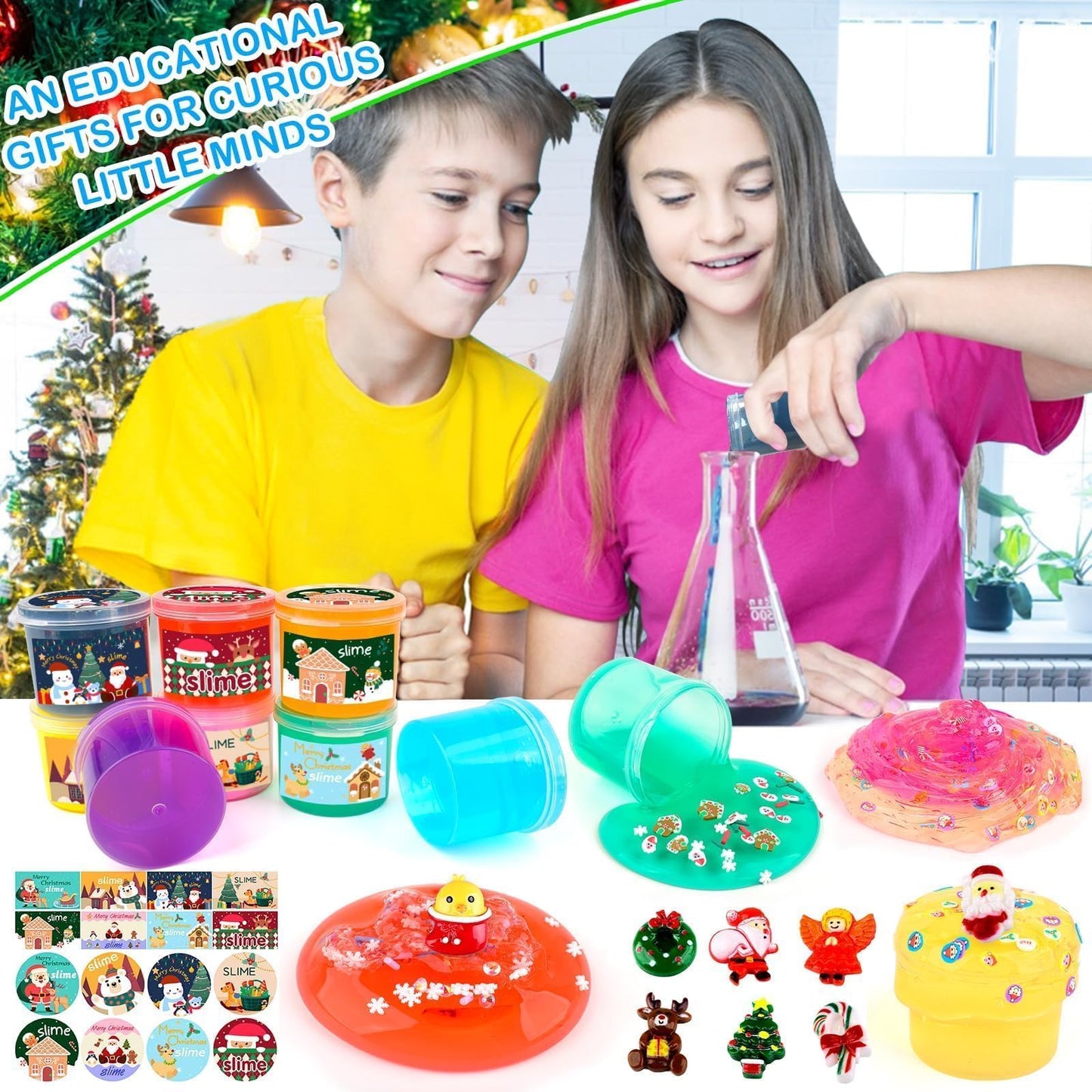 8 Pack Christmas Slime Kit,Funny Jelly Cube Crunchy Slime,Soft & Stretchy,Birthday Gifts For Kids,Christmas Stocking Stuffers,Ch