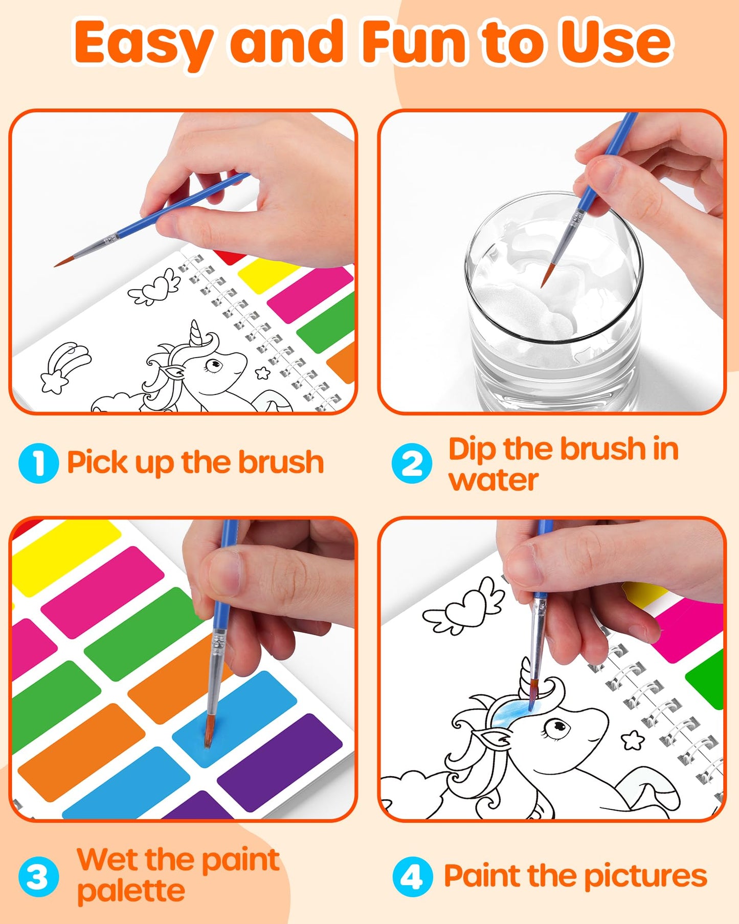 D-FantiX 24 Pack Paint with Water Coloring Books for Kids Ages 4-8-12, Birthday Party Favors Bulk Gifts Goodie Bag Stuffers, Art