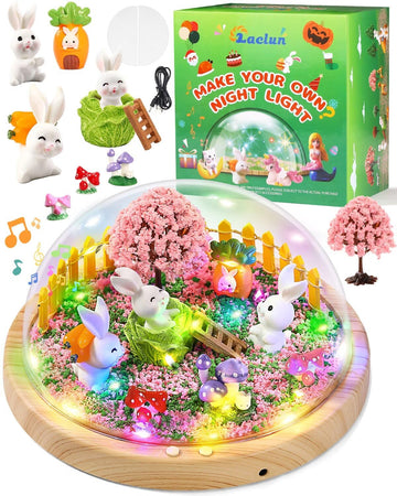 Bunny Toys For Girls , Make Your Own Rabbit Night Light With Music,Arts And Crafts For Kids,Gifts For 3-8 Year Old Girls,4 5 6 7