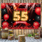 Happy 55th Birthday Banner Backdrop Red and Black 55 Years Old Background Bday Decorations for Women Men Photography Party Suppl