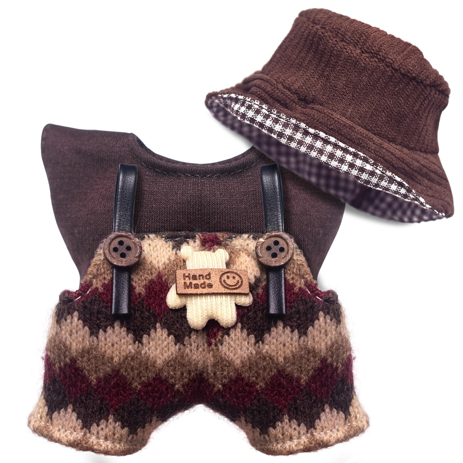 WVSAFV Clothes for Labubu (NO Doll) fit 17cm/6.69''  enhanced Outfit with Accessories  Soft & Stylish Hand-Woven Doll Set  Wool Overall