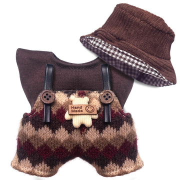 WVSAFV Clothes for Labubu (NO Doll) fit 17cm/6.69''  enhanced Outfit with Accessories  Soft & Stylish Hand-Woven Doll Set  Wool Overall